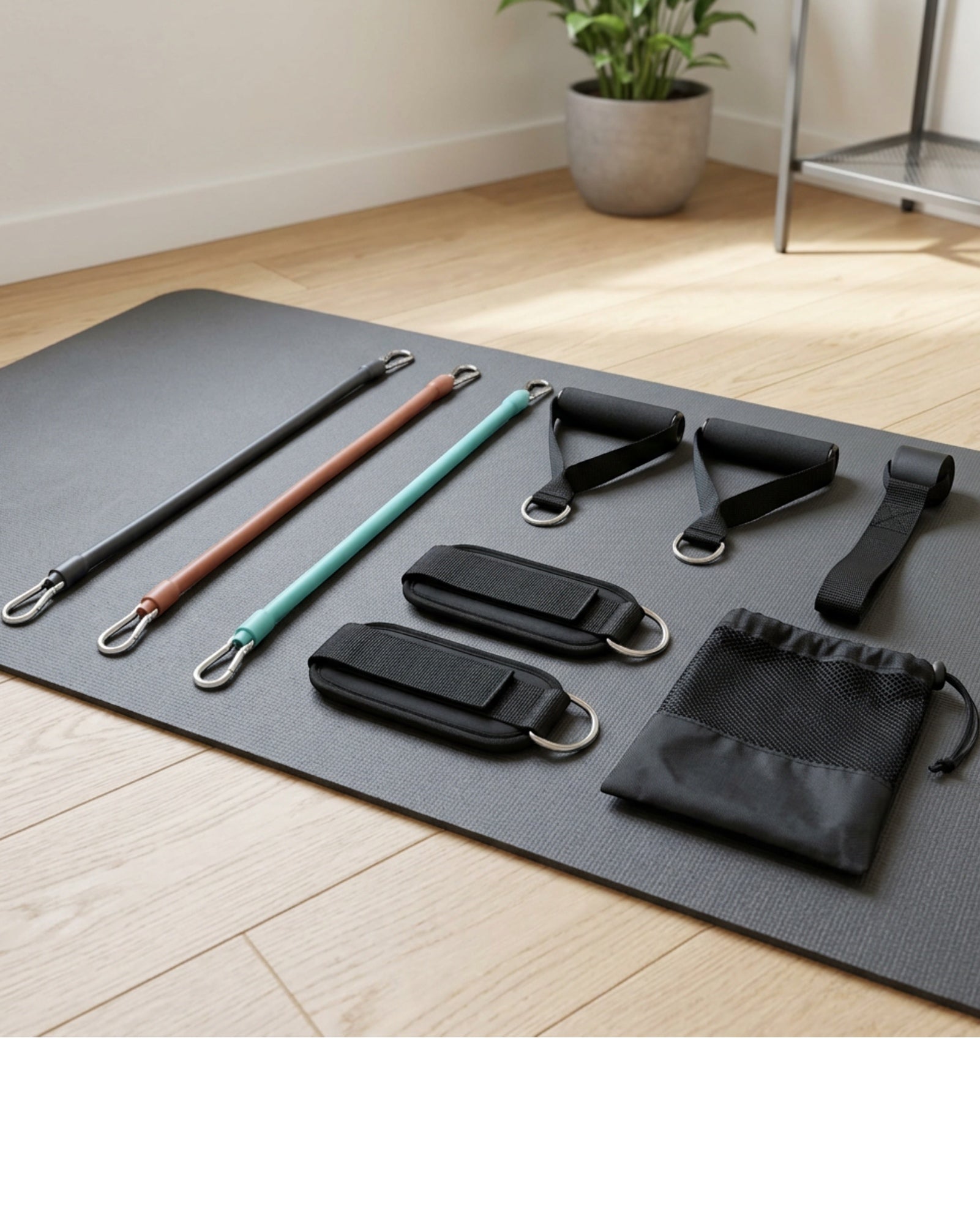 Novanes Triline Latex Tube Resistance Band Set 3 Colors with Handles - Lifestyle view